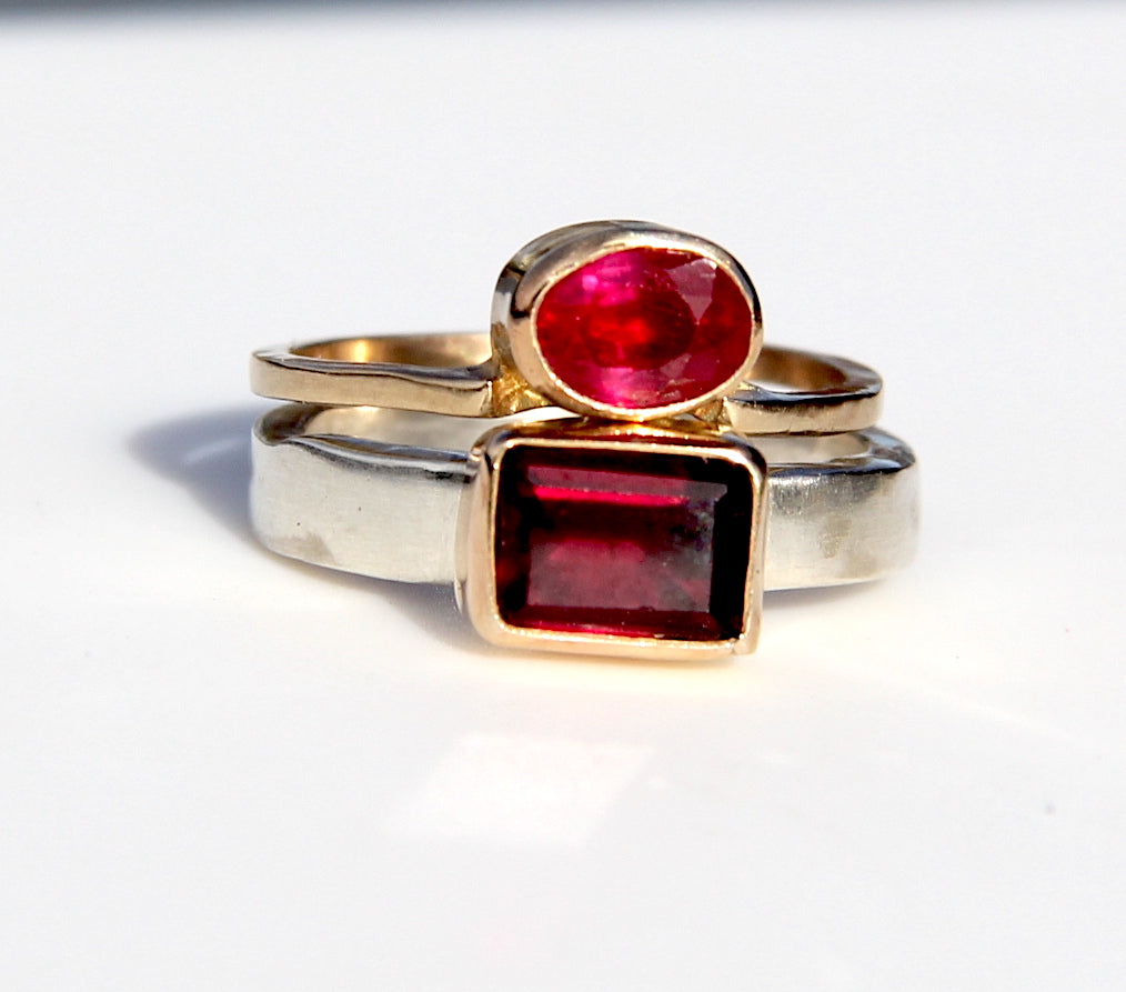 Rectangle Garnet Ring