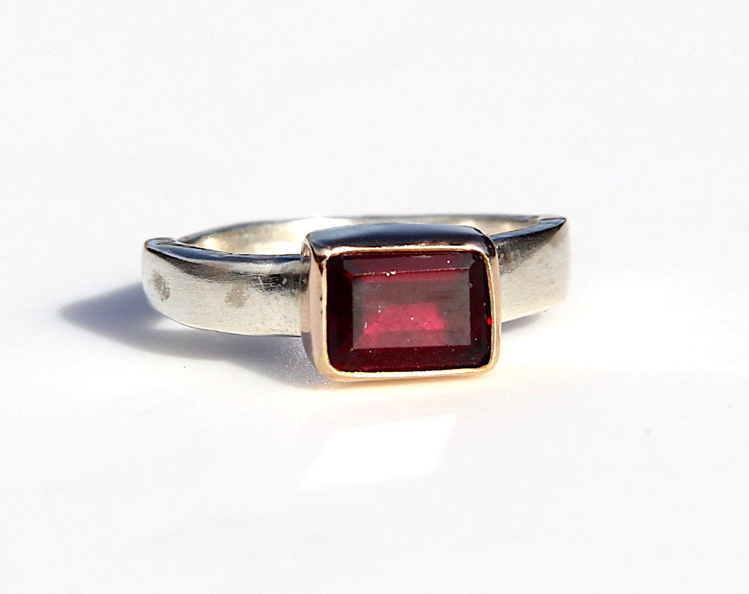 Rectangle Garnet Ring