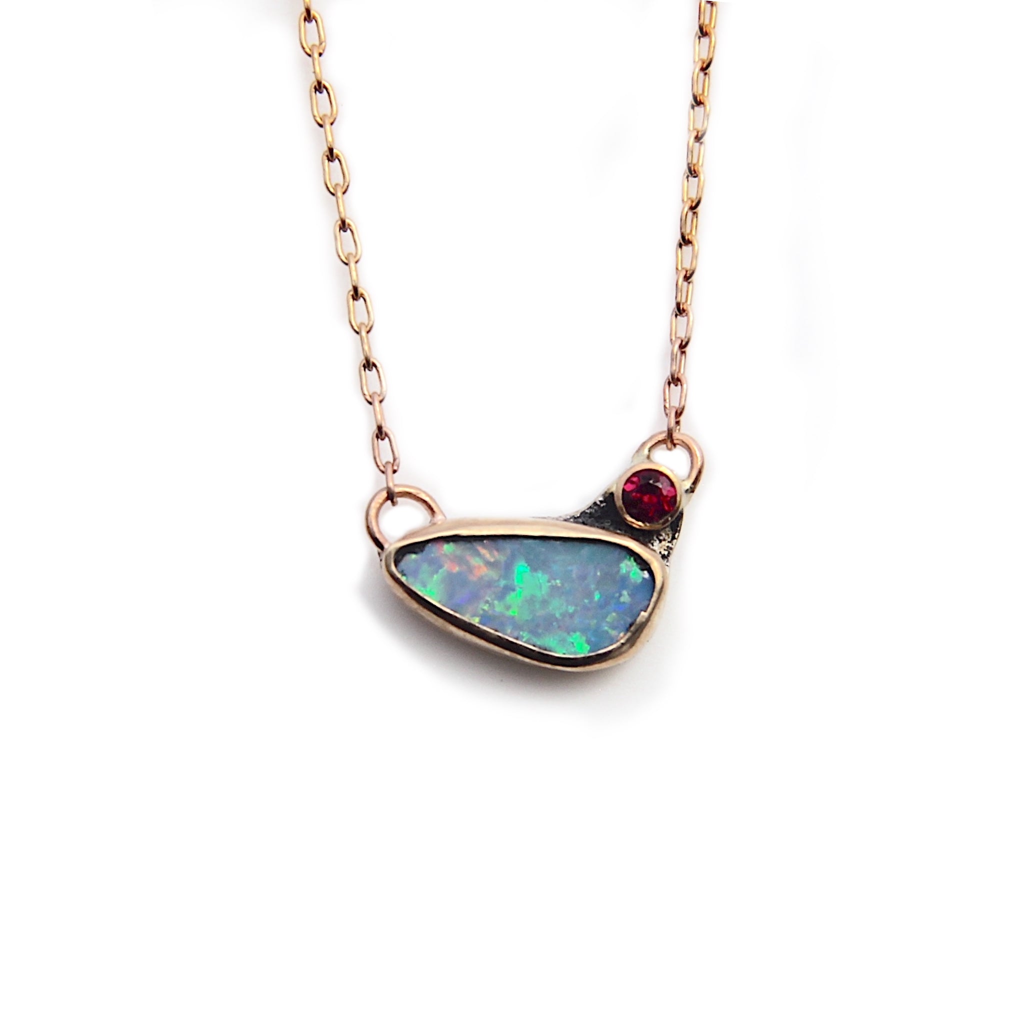 Opal + Red Sapphire necklace