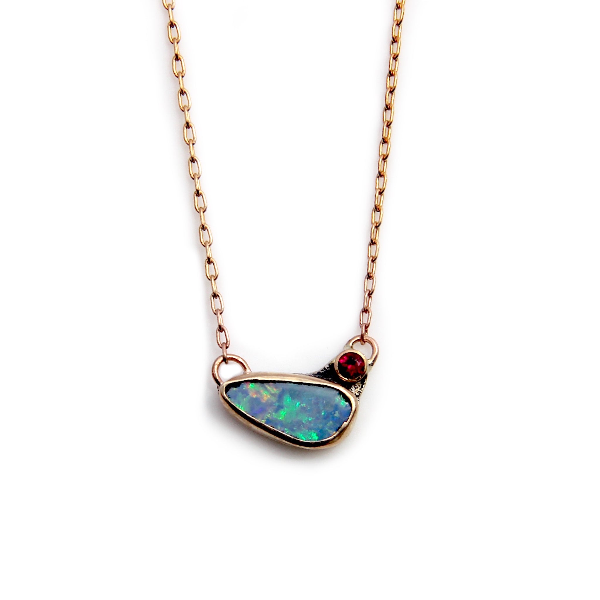 Opal + Red Sapphire necklace