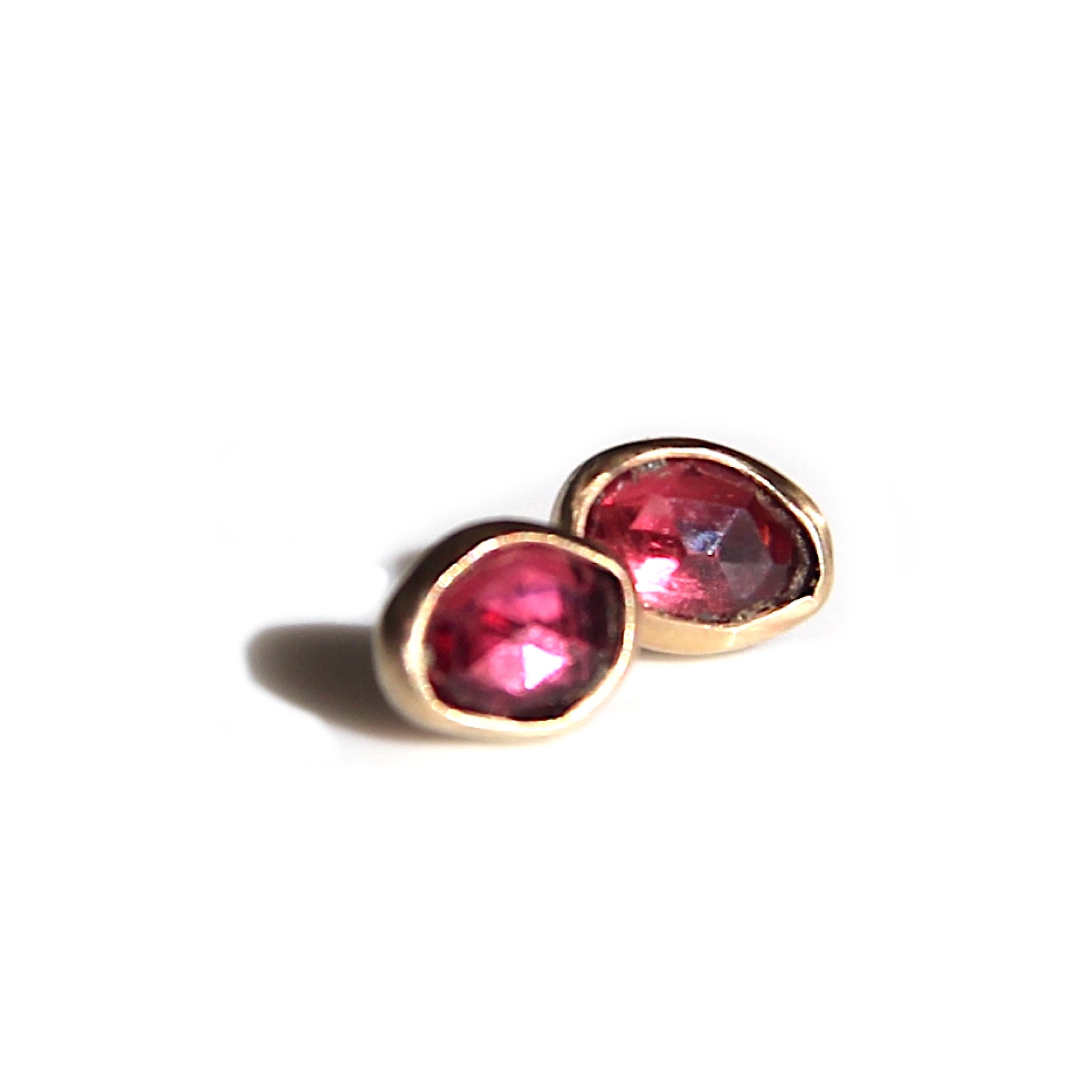 Rubellite stud earrings in gold