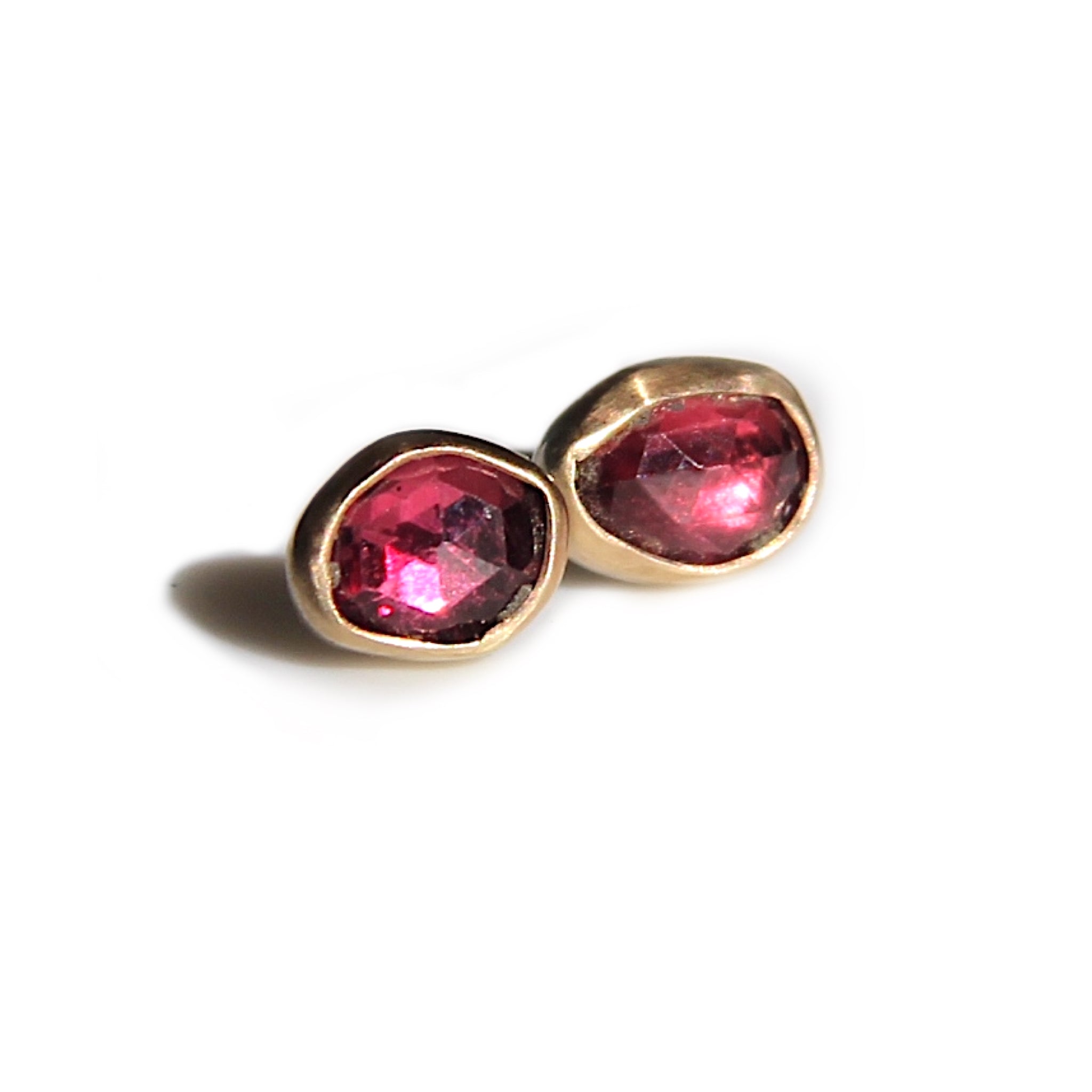 Rubellite stud earrings in gold