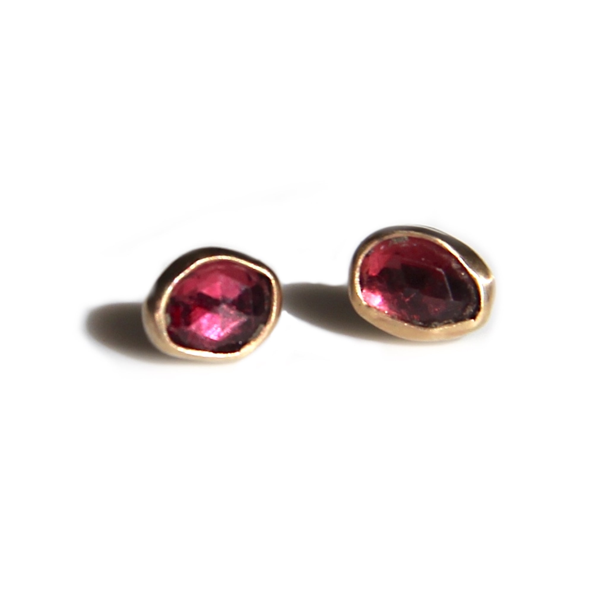 Rubellite stud earrings in gold